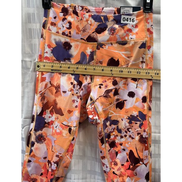 Tek Gear Womens orange Workout High Capri Pants/leggings Size S Multi Floral - Picture 4 of 11